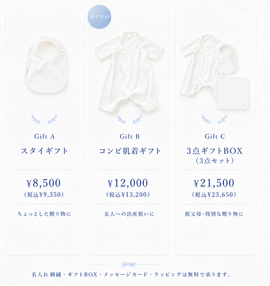 3つのベビーギフト